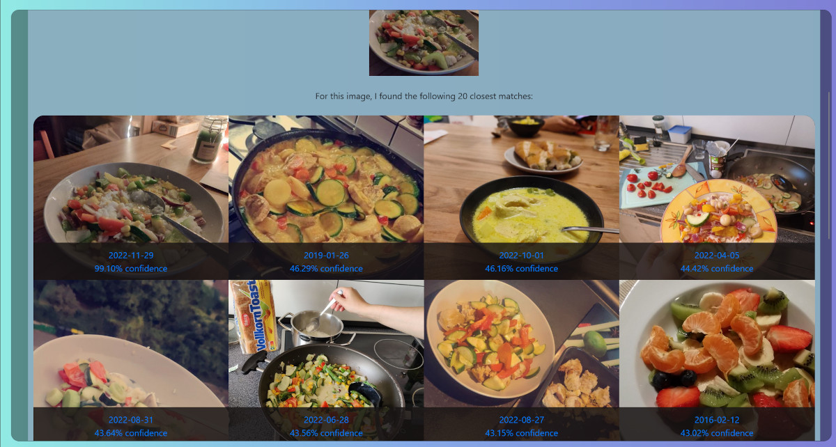 Image Similarity Recipe Lookup project preview